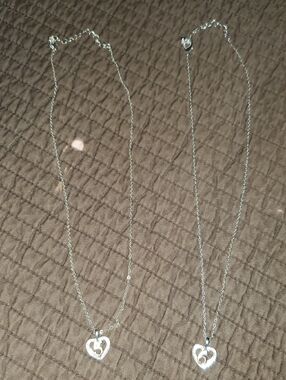 Silver Heart Pendant "5" & "6" Girls Necklace